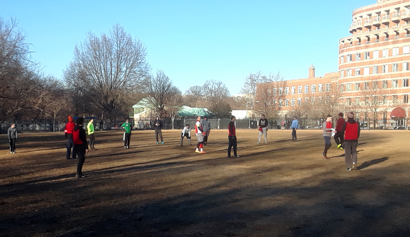 touch football players on field